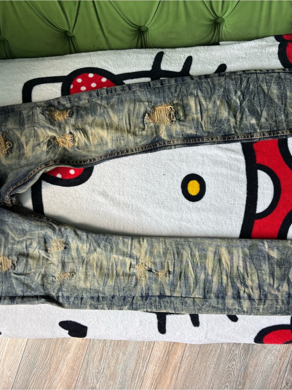 Kids Distressed Washed Blue Jeans